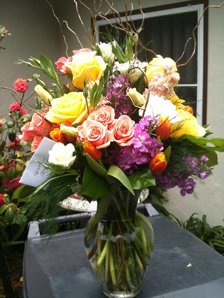 romantic roses tall flower arrangement in vase