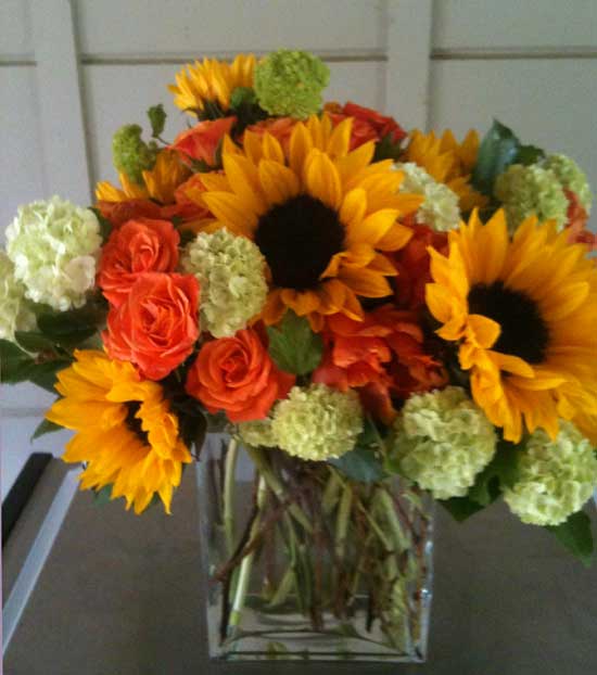 Happy Sunflower arrangements delivered in Marin